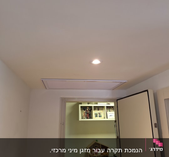 תקרה עם פתח שירות וגוף תאורה שקוע